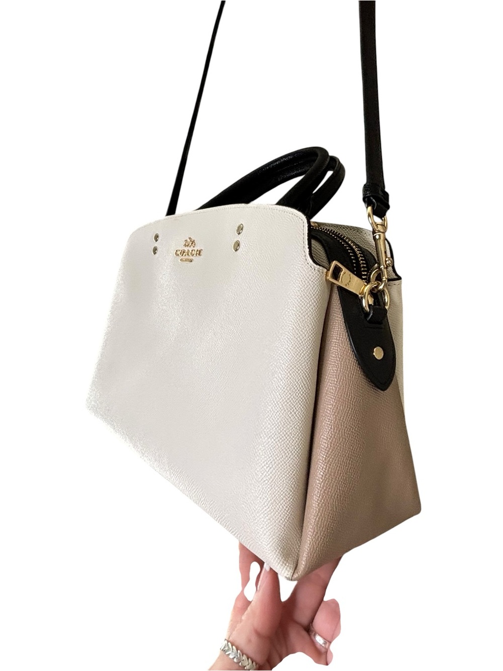 Coach 2022 Cara Satchel Chalk Multi Pebble Leather Satchel Crossbody NWT - Picture 11 of 13